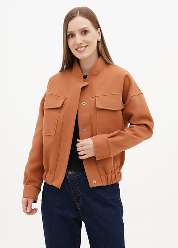 Фото ракурс 1 - Жіноча коричнева куртка EQUILIBRI артикул EL K Bomber Brown FW2024