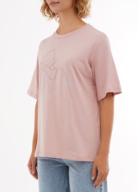 Жіноча рожева футболка EQUILIBRI артикул W213 085 000 Pink SS2025 Фото ракурс 3 - Жіноча рожева футболка EQUILIBRI артикул W213 085 000 Pink SS2025