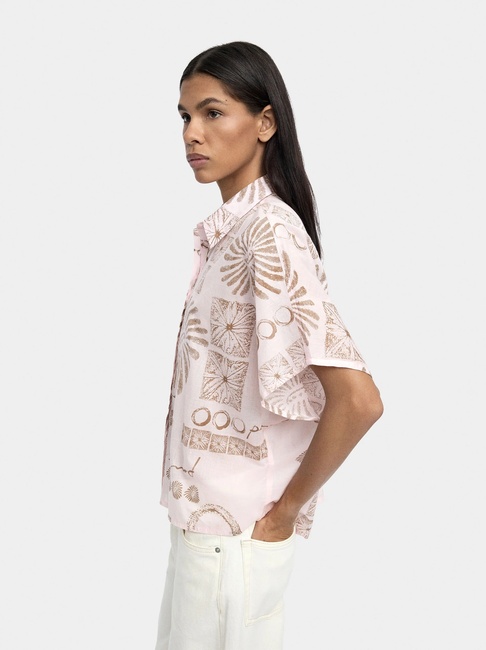 Фото ракурс 3 - Женская розовая рубашка Parfois артикул 239661 _PK FW2025