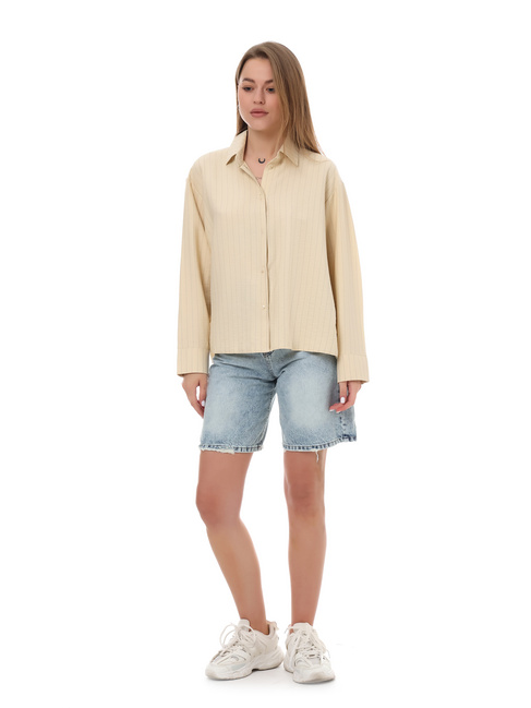 Фото ракурс 3 - Жіноча бежева сорочка EQUILIBRI артикул W422 031 000 Beige SS2025