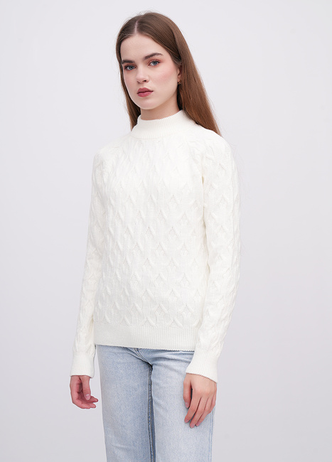 Фото ракурс 1 - Женский молочный свитер EQUILIBRI артикул W342 067 000 MILK FW2025