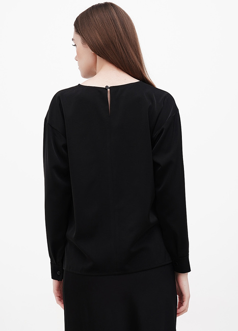 Фото ракурс 2 - Женская чёрная блузка EQUILIBRI артикул TSV Lili Blouse Black FW2024