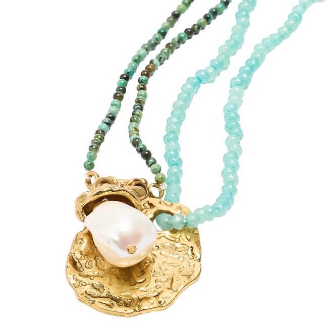 Фото ракурс 2 - Жіноче бірюзовe намисто Parfois артикул 238762 _TQ FW2025