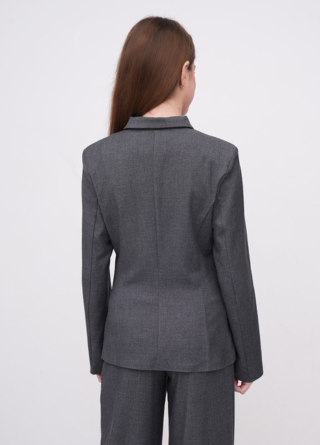 Фото ракурс 2 - Женская серая рубашка EQUILIBRI артикул BW491014 101 Grey FW2025