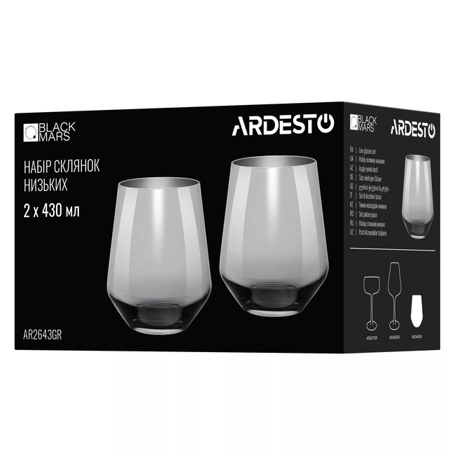 Фото ракурс 4 - Серый набор стаканов низких Ardesto артикул AR2643GR No color FW2025