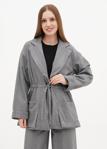 Фото ракурс 1 - Женский серый пиджак EQUILIBRI артикул EL K Blazer 2 Grey FW2024