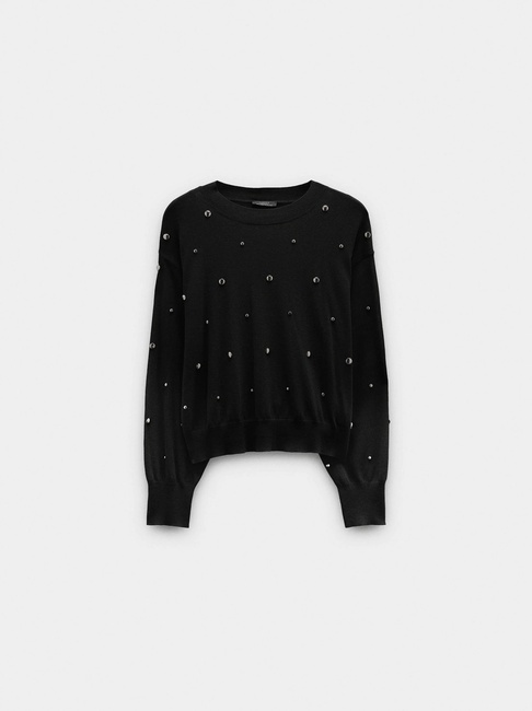 Женский черный свитер Parfois артикул 241058 _BK FW2025 Фото ракурс 5 - Женский черный свитер Parfois артикул 241058 _BK FW2025