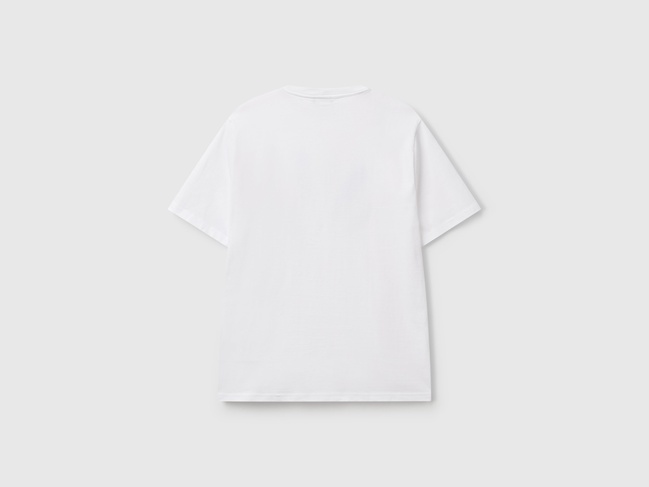 Фото ракурс 2 - Чоловіча біла футболка Benetton артикул 3BL0U10AG 908 25P