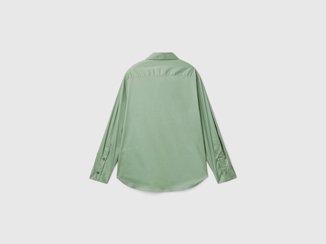 Фото ракурс 3 - Жіноча зелена сорочка Benetton артикул 51JUDQ0A0 075 24A