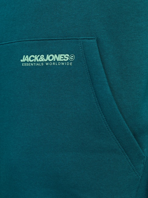 Фото ракурс 6 - Мужское зелёное худи Jack & Jones  артикул 12256534 Deep Teal FW2024