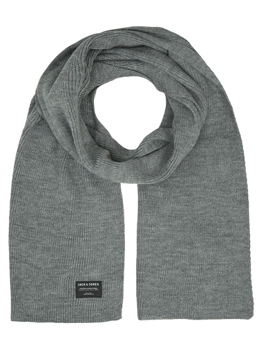 Фото ракурс 1 - Чоловічий сірий шарф Jack & Jones артикул 12098582 Grey melange FW2024