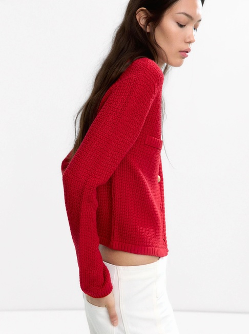 Жіночий червоний кардиган Parfois артикул 233566 _RD FW2025 Фото ракурс 3 - Жіночий червоний кардиган Parfois артикул 233566 _RD FW2025