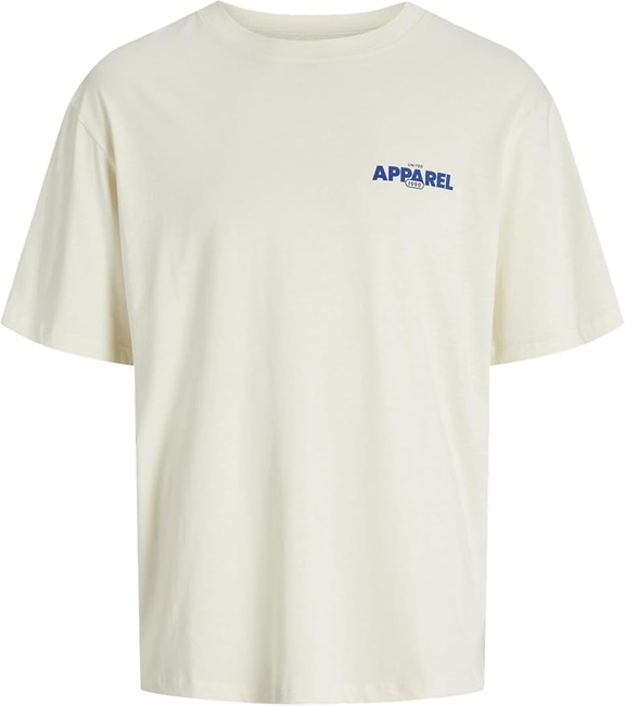 Мужская белая футболка Jack & Jones артикул 12268268 antique white FW2025 Фото ракурс 1 - Мужская белая футболка Jack & Jones артикул 12268268 antique white FW2025