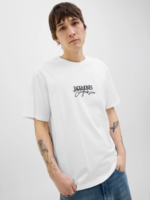 Фото ракурс 7 - Мужская белая футболка Jack & Jones артикул 12276784 bright white FW2025