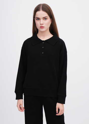 Фото ракурс 1 - Жіночий чорний світшот EQUILIBRI артикул W491 076 100 Black FW2025