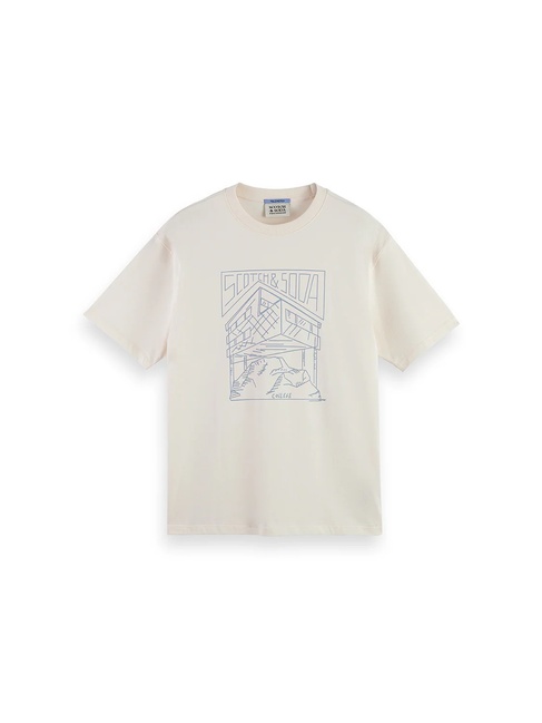 Мужская бежевая футболка SCOTCH & SODA артикул 181300 270 FW2025 Фото ракурс 3 - Мужская бежевая футболка SCOTCH & SODA артикул 181300 270 FW2025