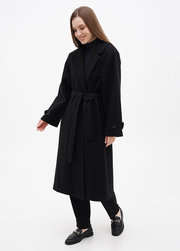 Фото ракурс 1 - Женское чёрное пальто EQUILIBRI артикул 1001100 Black FW2024