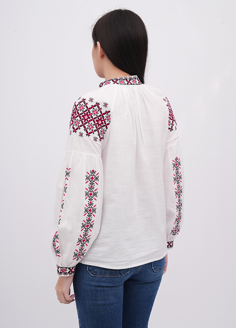 Фото ракурс 2 - Жіноча біла блузка EQUILIBRI артикул W421 030 000 White FW2025