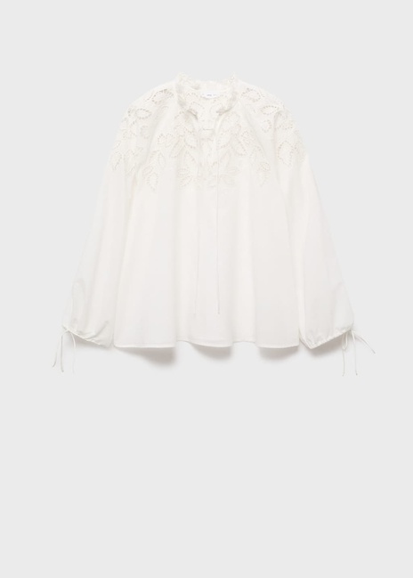 Женская молочная блузка Mango артикул 17085820 05 1 season Фото ракурс 3 - Женская молочная блузка Mango артикул 17085820 05 1 season