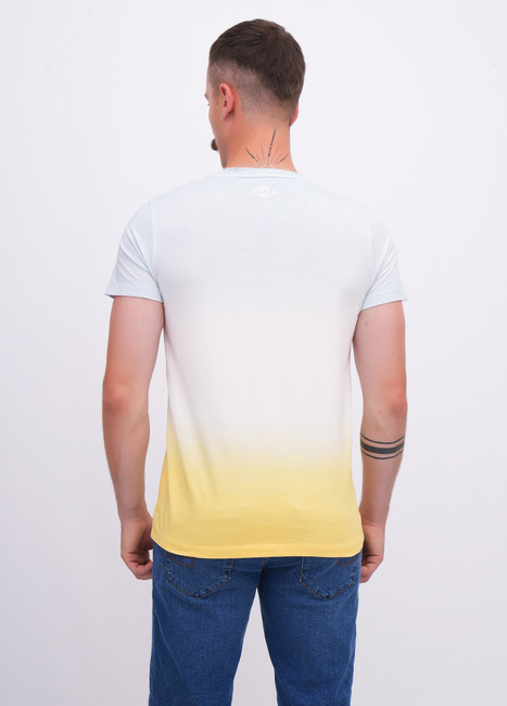 Фото ракурс 2 - Мужская желто-белая футболка Lee Cooper артикул LCM251-1064 PANNA COTTA FW2025