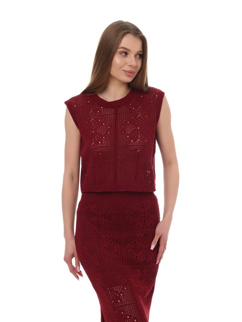 Фото ракурс 3 - Женский бордовый комплект одежды EQUILIBRI артикул W391 006 001 bordo SS2025