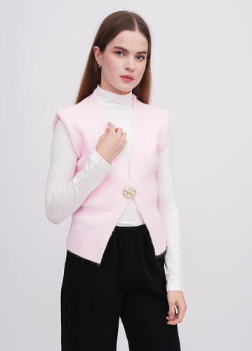 Фото ракурс 1 - Женский розовый жилет EQUILIBRI артикул W371 001 000 Pink FW2025