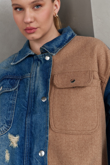 Женский синий жакет EQUILIBRI артикул BW572002 000 Blue FW2025 Фото ракурс 4 - Женский синий жакет EQUILIBRI артикул BW572002 000 Blue FW2025