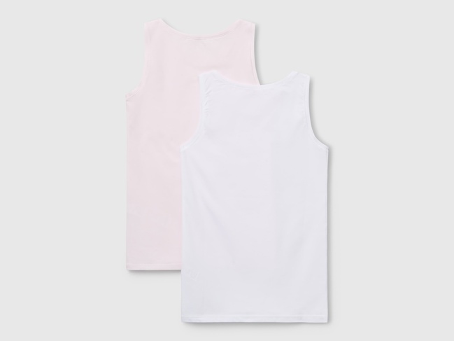 Фото ракурс 2 - Біло-рожева майка для дівчаток Benetton артикул 3ZQM0H406 00H 25A