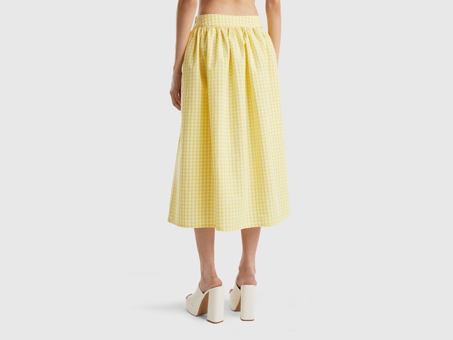 Фото ракурс 2 - Женская желтая юбка Benetton артикул 4YCND001L 912 23E