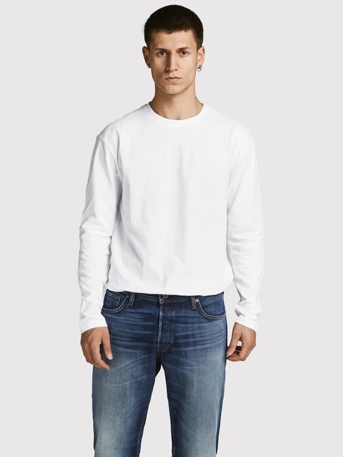 Фото ракурс 1 - Чоловічий білий лонгслів Jack & Jones артикул 12190128 White FW2024