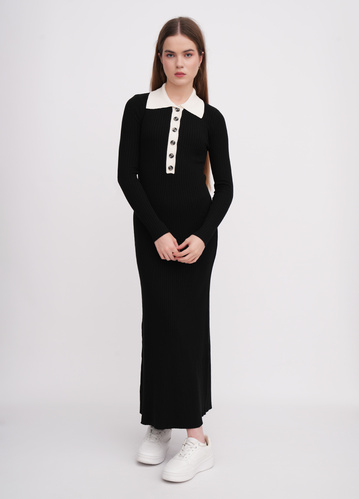 Фото ракурс 1 - Женское черное платье EQUILIBRI артикул W352 033 000 Black FW2025