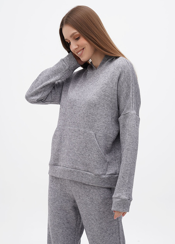 Фото ракурс 1 - Жіноче сірe худі EQUILIBRI артикул OD AN Hoody Grey FW2024