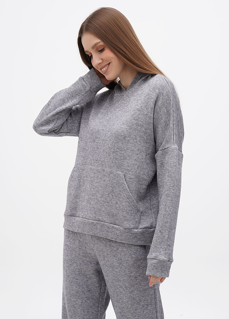 Фото ракурс 1 - Женское серое худи EQUILIBRI артикул OD AN Hoody Grey FW2024