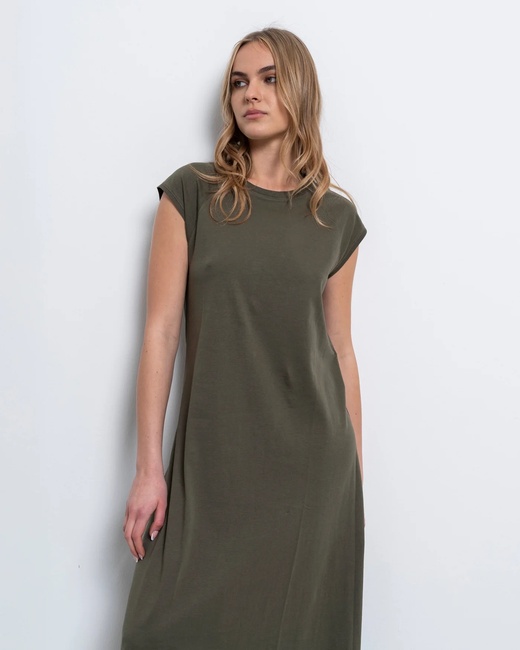 Жіноча зелена сукня Piazza Italia артикул 50113 military green SS2025 Фото ракурс 2 - Жіноча зелена сукня Piazza Italia артикул 50113 military green SS2025