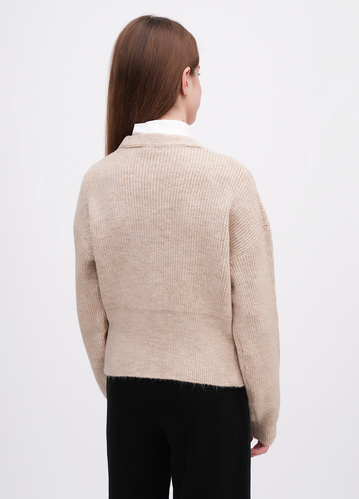 Фото ракурс 2 - Жіночий бежевий кардиган EQUILIBRI артикул W343 011 000 Beige FW2025