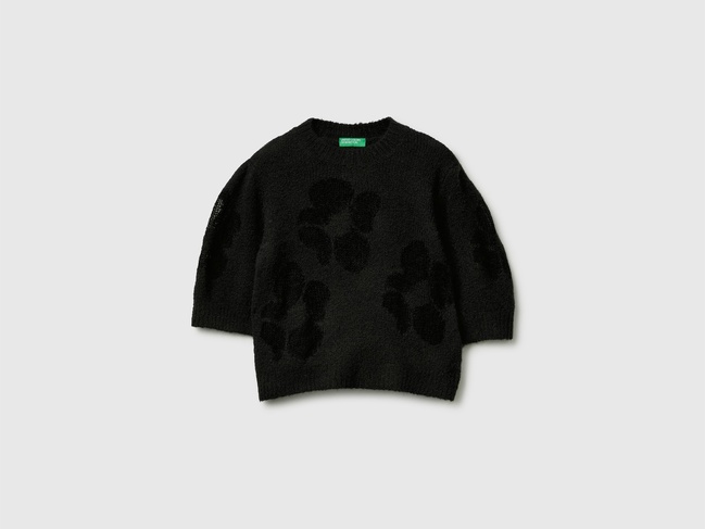 Фото ракурс 6 - Женская черная футболка Benetton артикул 18L4E10EV 100 25I