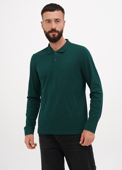 Фото ракурс 1 - Мужской зелёный лонгслив Lee Cooper  артикул LCM244-1013 Deep emerald FW2024