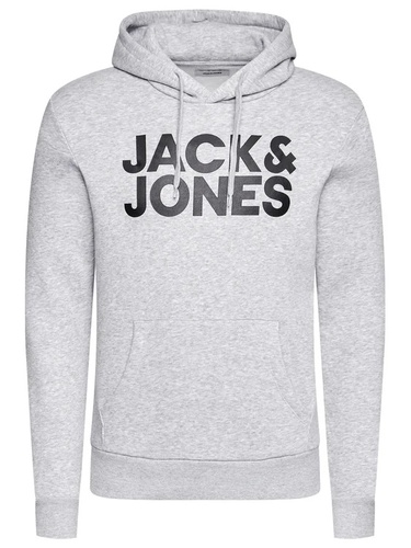 Фото ракурс 1 - Мужское серое худи Jack & Jones артикул 12152840 LIGHT GREY MELANGE FW2024