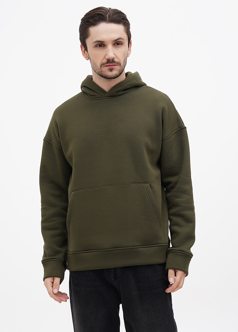 Фото ракурс 1 - Мужское хаки худи EQUILIBRI артикул M OD Hoody Fleece Khaki FW2023