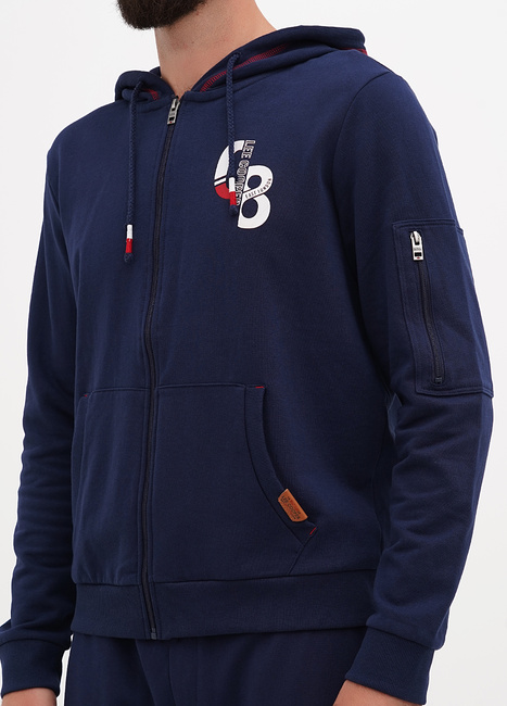 Фото ракурс 1 - Мужское синее худи Lee Cooper  артикул LCM244-3007 NAVY FW2024