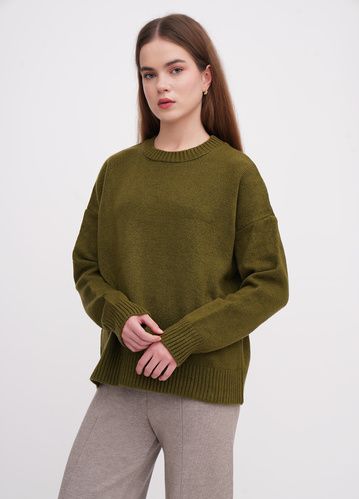 Фото ракурс 1 - Жіночий зелений светр EQUILIBRI артикул W342 077 000 Green FW2025