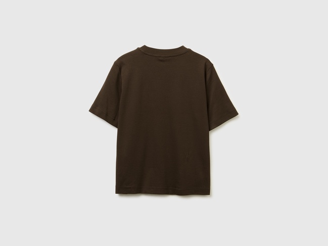 Женская коричневая футболка Benetton артикул 3DCJD10B5 2C0 25I Фото ракурс 3 - Женская коричневая футболка Benetton артикул 3DCJD10B5 2C0 25I