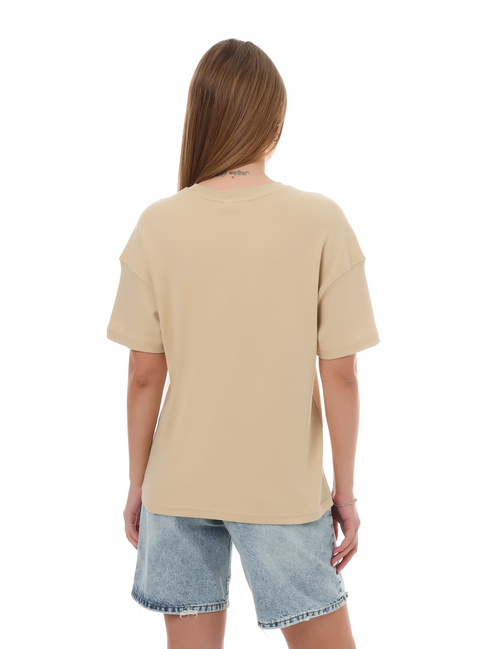 Женская бежевая футболка EQUILIBRI артикул W213 091 000 Beige SS2025 Фото ракурс 2 - Женская бежевая футболка EQUILIBRI артикул W213 091 000 Beige SS2025