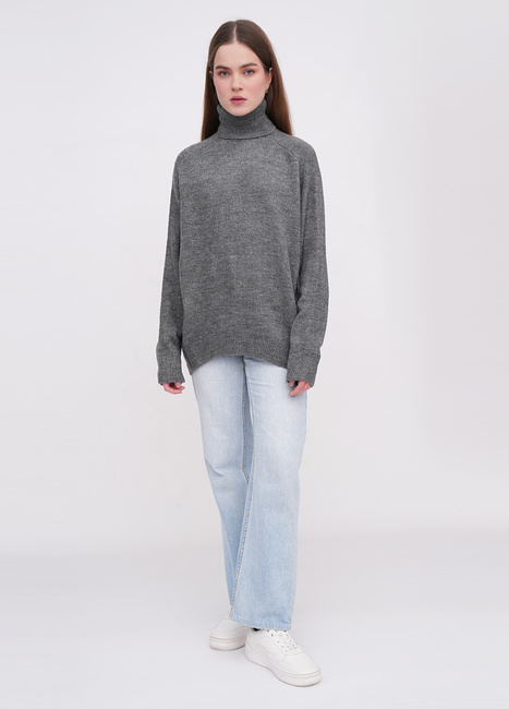 Женский серый свитер EQUILIBRI артикул W342 083 000 Grey FW2025 Фото ракурс 3 - Женский серый свитер EQUILIBRI артикул W342 083 000 Grey FW2025