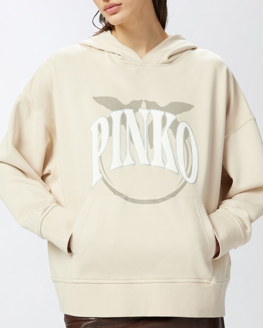 Женское белое худи Pinko артикул 104623-A2CU C03 SS2025 Фото ракурс 3 - Женское белое худи Pinko артикул 104623-A2CU C03 SS2025