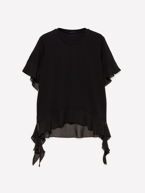 Фото ракурс 5 - Жіноча чорна футболка Sisley артикул 3WHCL107U 100 25A