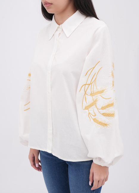 Фото ракурс 3 - Жіноча біла блузка EQUILIBRI артикул W421 021 001 White FW2025