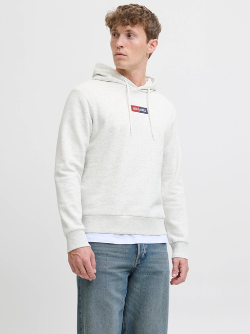 Фото ракурс 1 - Мужское серое худи Jack & Jones артикул 12278618 WHITE MELANGE FW2025