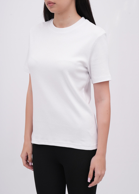 Женская белая футболка EQUILIBRI артикул W213 104 000 White FW2025 Фото ракурс 3 - Женская белая футболка EQUILIBRI артикул W213 104 000 White FW2025