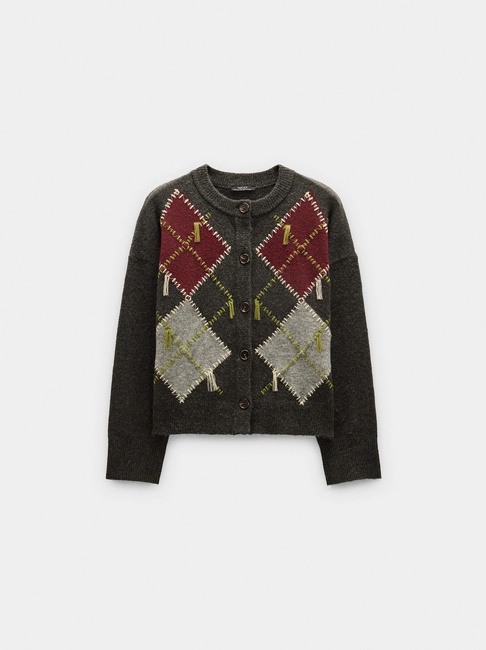 Жіночий сірий кардиган Parfois артикул 238279 _GY FW2025 Фото ракурс 4 - Жіночий сірий кардиган Parfois артикул 238279 _GY FW2025